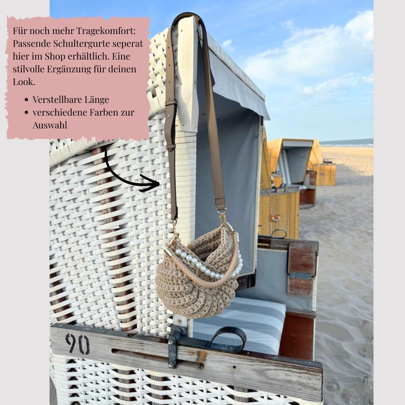 Muschel mit Perlen, Strandtasche Damen, Damen Handtasche