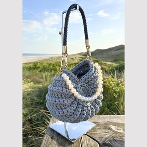 Muschel mit Perlen, Strandtasche Damen, Damen Handtasche,