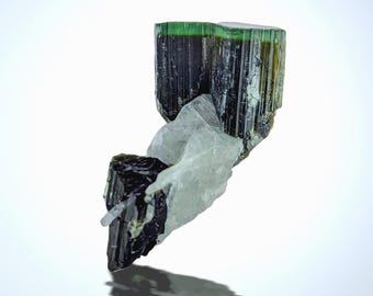 Green Cap Tourmaline Twin Crystal combined with albite: Skardu Pakistan, 11 grams