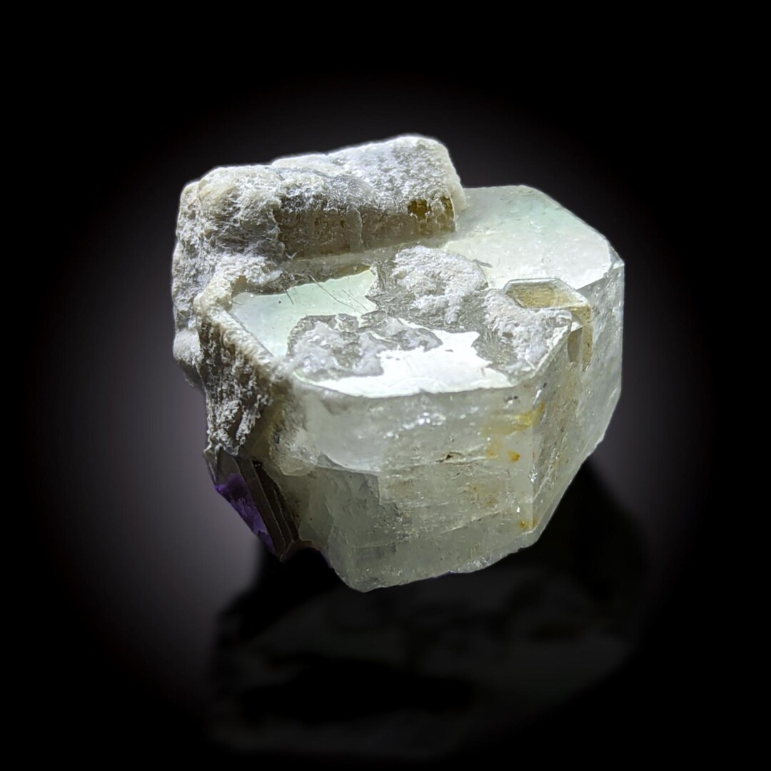 Translucent Beryl Natural Small Size Transparent Beryl Crystal With Apatite on Matrix ...