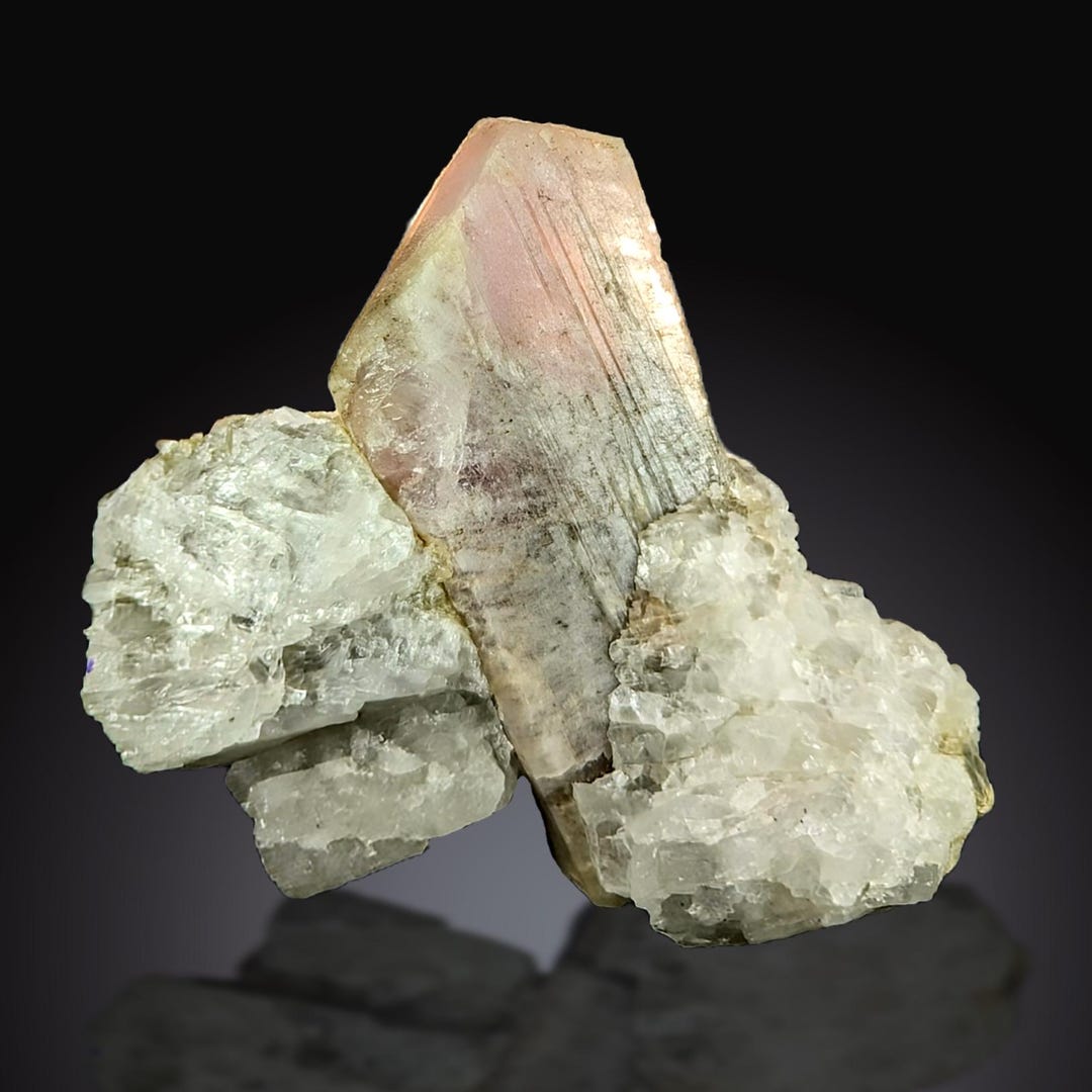 Pink Kunzite Crystal on Albite: Fluorescent Mineral Specimen ...