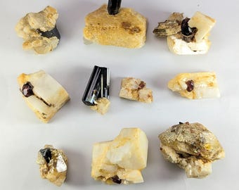 Spessartine Garnet Crystal combined with quartz, albite and tourmaline, 10 Pcs lot.