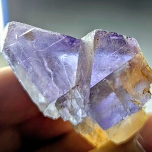 Phantom fluorite cube crystal, purple with blue hue, from Baluchistan Pakistan. 46 grams