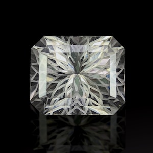 Radiant cut shape faceted quality cut quartz gem with eye clean clarity, 84.5 carats