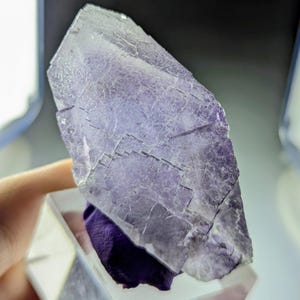 Phantom fluorite cube crystal, purple with blue hue, from Baluchistan Pakistan. 34 grams