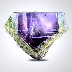 Phantom fluorite cube crystal, purple with blue hue, from Baluchistan Pakistan. 98 grams