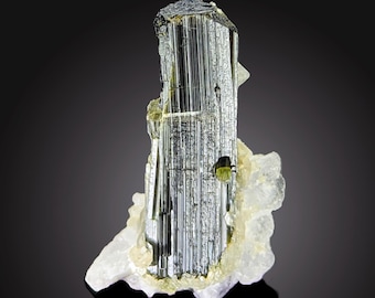 Green Astaknala Tourmaline Crystal on Albite Matrix: Skardu Pakistan, 8.7 grams