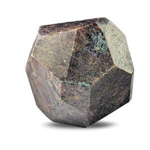 Polished dark red almandine garnet octahedron shape, from Pakistan. 145 grams