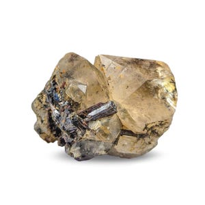 Natural aesthetic quartz twin crystal with red rutile on matrix, from KP Pakistan. 18 grams