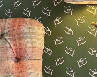 Snowdrop Stencil - Large Floral Stencil for Wall Painting - DIY Wallpaper Project