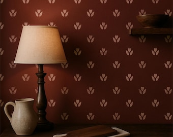 Szablon „Tulipan w domku” – duży szablon kwiatowy do malowania ścian – projekt tapety DIY