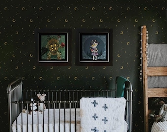 Starry Night Sky Stencil – Whimsical Moon & Star Wall Painting for Nursery (29x56cm)