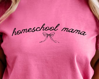 Homeschool Mama SVG PNG, Minimalist Bow Design (Digital Download)