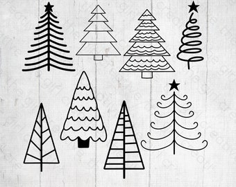 Christmas Tree Doodles SVG Bundle – Holiday Cut Files