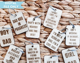 Dad Keychain SVG Laser Cut File, Father's Day Gift (Digital File)