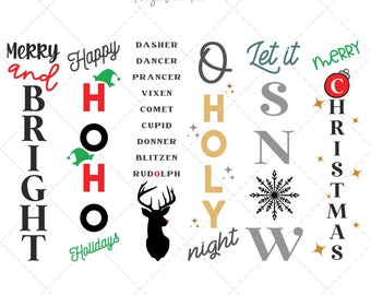 Christmas Porch Sign SVG Bundle, Festive Leaner SVGS (Digital Download)