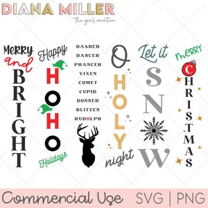 Christmas Porch Sign SVG, Christmas Porch Leaner SVG, Christmas Porch Vertical SVG, O Holy Night, Christmas Porch svg, Reindeer Names svg image 1