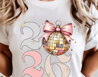 Pink Coquette 2026 Disco Ball PNG, New Year Design (Digital Download)