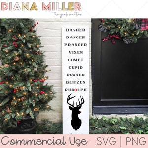 Christmas Porch Sign SVG, Christmas Porch Leaner SVG, Christmas Porch Vertical SVG, O Holy Night, Christmas Porch svg, Reindeer Names svg image 2