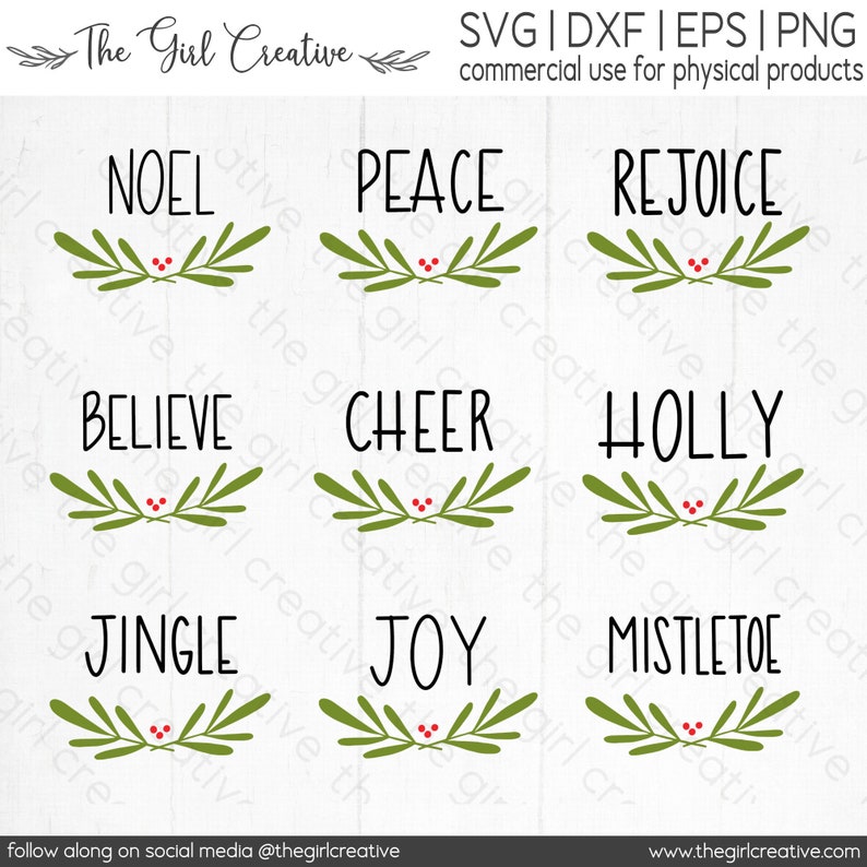 Christmas Ornament SVG, Christmas Bundle SVG, Hand Lettered Round Ornaments, Christmas Ornament svg Bundle, Cut Files for Cricut, Silhouette image 1