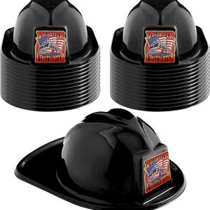 24 Pieces Halloween Firefighter Hat Plastic Fireman Hat Fire Chief Helmet for Kids Role Play Costume Party Favors