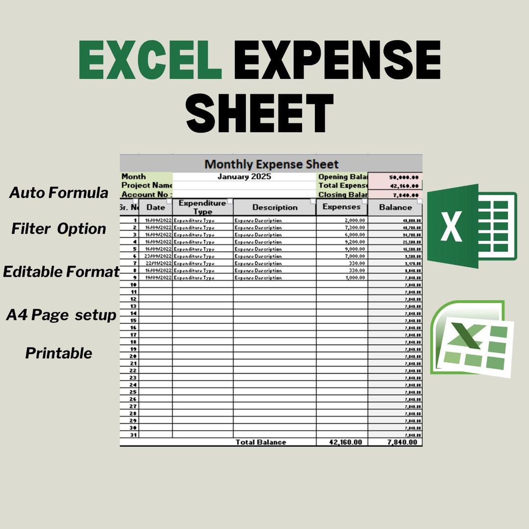 Expense Excel Sheet Excel Spreadsheets Expense Tracking Instant