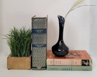 Van Briggle bud vase / black blue drip / vintage ceramic / art