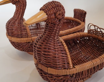 Vintage duck basket wicker nesting baskets brown home decor