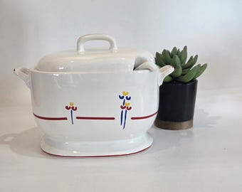 Riva designs tulips soup tureen gravy boat 1980s Japan ceramic serving bowls