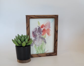 watercolor painting original vintage wall art small framed painting signed flower decor vintage