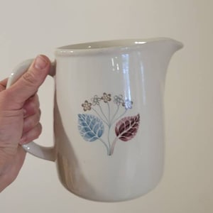 Arabia Finland pitcher red blue leaves Finnish design