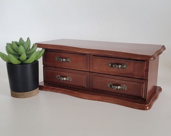 vintage jewelry box wood with drawer jewel storage