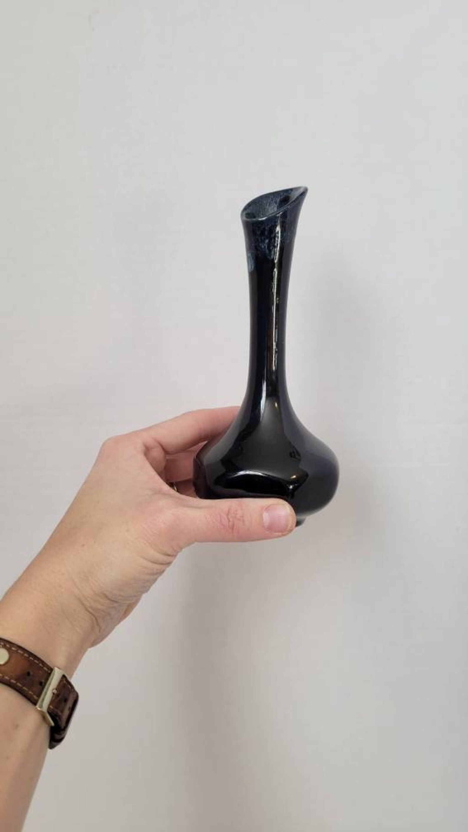 Van Briggle Bud Vase / Black Blue Drip / Vintage Ceramic / Art Etsy