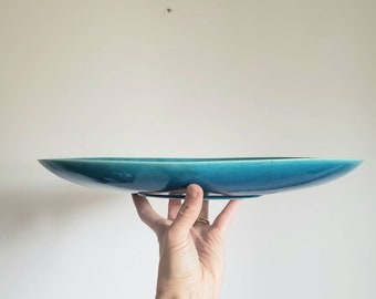 vintage art deco decor turquoise platter Robertson of Hollywood turquoise platter blue