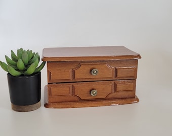 vintage jewelry box wood with drawer jewel storage