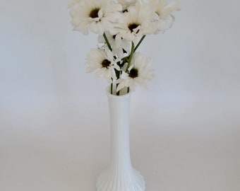 milk glass vase vintage hoosier white ribbed vase wedding decor
