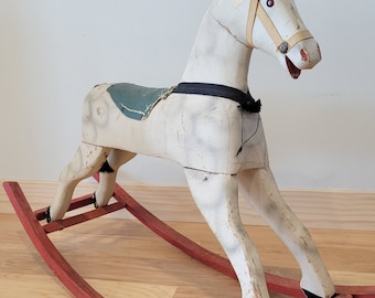 Vintage wood rocking horse wooden antique style painted rocking horse vintage home decor