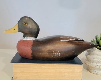 wood duck decoy vintage handpainted cabin decor lake house farmhouse