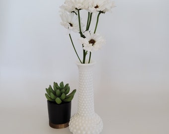 vintage hobnail vase milk glass white wedding decor cottagecore bud vases