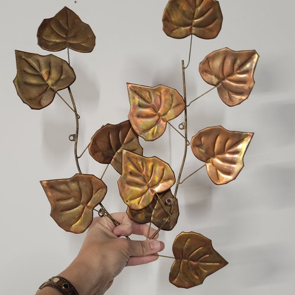 Vintage metal leaf wall decor mcm