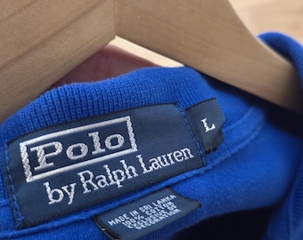 Vintage Polo Ralph Lauren Mens shirt large blue cotton knit old money style preppy