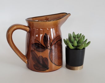 vintage pottery pitcher Los Angeles Potteries brown vintage kitchen decor