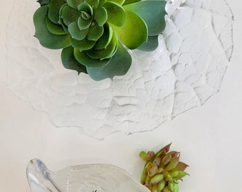 Vintage Mats Jonasson crystal leaf bowls Scandinavian glassware