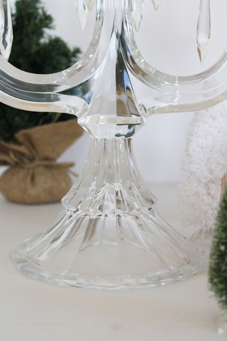 Vintage Crystal Candelabra With Prisms 3 Arm Candleholder Table Decor