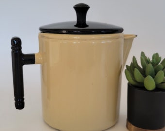 Vintage enemal pot retro coffee pot rustic farmhouse kitchen cabin lake house decor