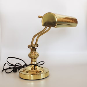 brass bankers lamp vintage table lamps office desk  mcm vintage decor