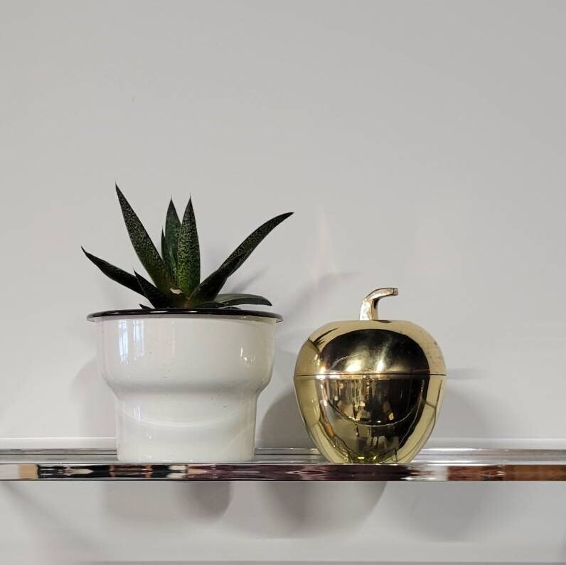 Brass apple trinket holder small vintage brass office decor teacher gift