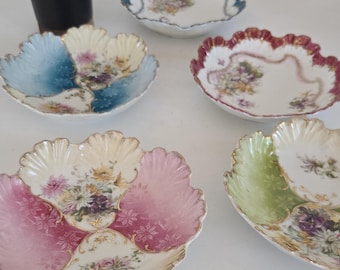 Antique berry bowls porcelain trinket dishes hand-painted floral Victorian Grandmacore kitchen