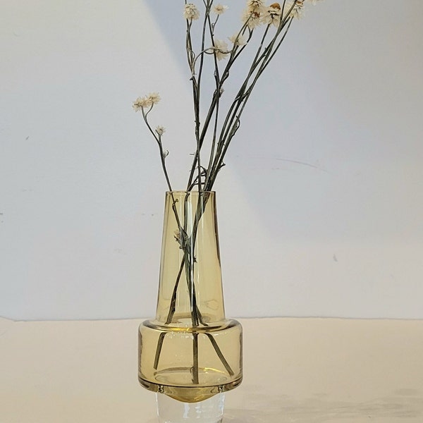 Sea Glasbruk rocket vase small vintage amber glass vase Swedish glass Scandinavian decor