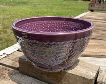 Purple Dragon Scale Serving Bowl, Mermaid style, mother of pearl, wedding gift, home decor, housewarming, Handmade Pottery by Daisy Friesen